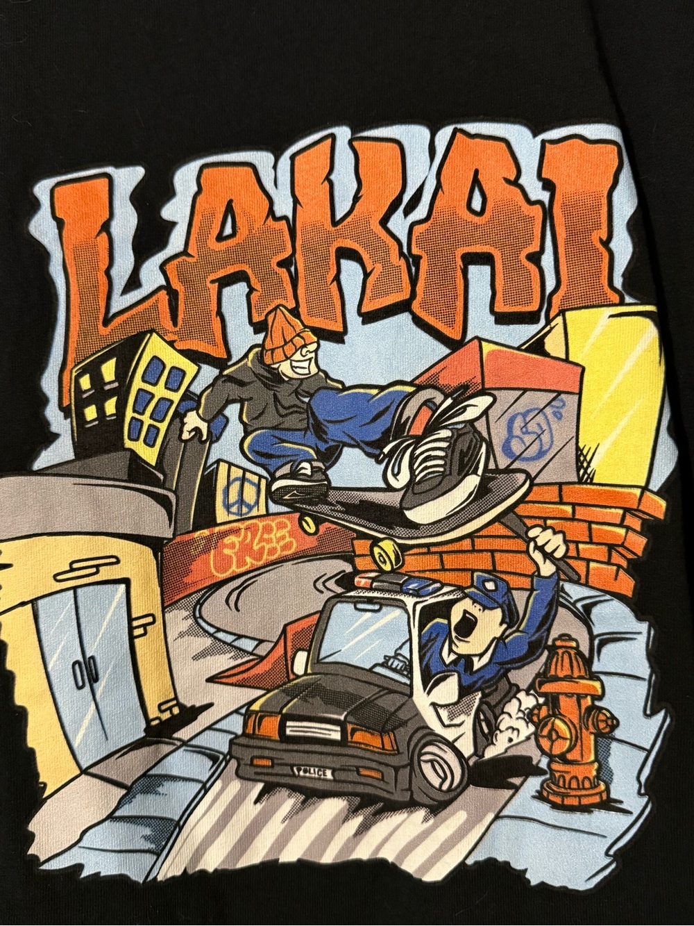 Lakai Black Graphic Short Sleeve Skateboarding Tee Large